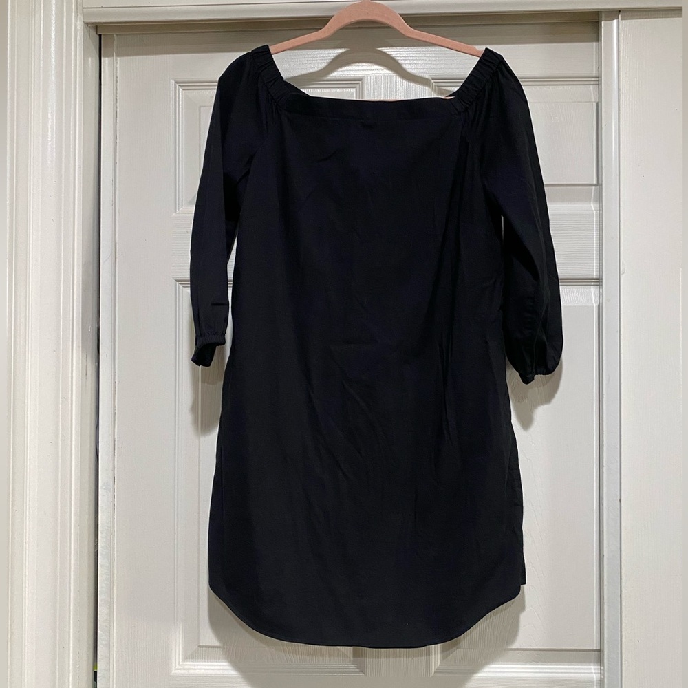 White House Black Market Women's‎ Dress Sz S Off the Shoulder Black Cotton Blend